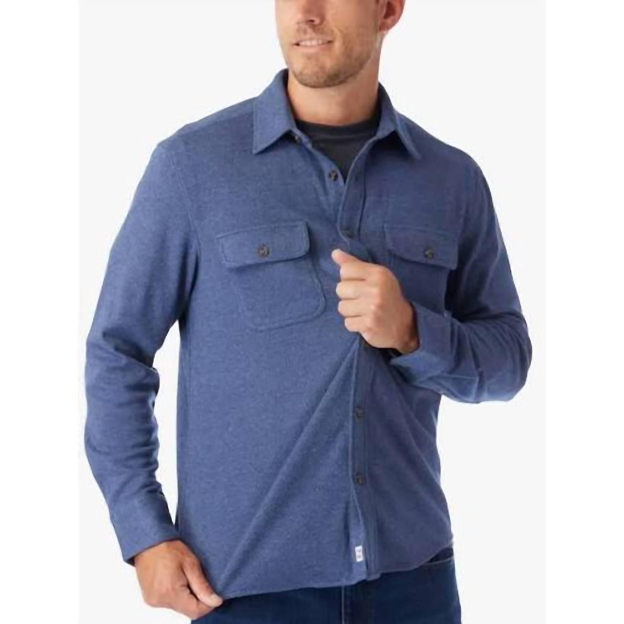 New Fair Harbor Dunewood Flannel Button-Up Shirt In Navy Twill